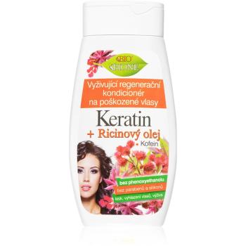 Bione Cosmetics Keratin + Ricinový olej balsam de regenerare pentru părul uscat și deteriorat 260 ml