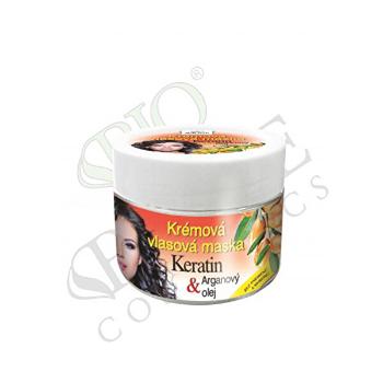 Bione Cosmetics Mască de păr cremoasă Keratin + Ulei de Argan 260 ml