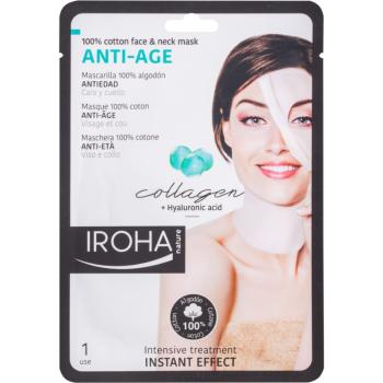 Iroha Anti - Age Collagen mască din bumbac pentru față și gât, cu colagen și ser hialuronic