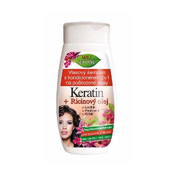 Bione Cosmetics Șampon cu balsam 2 în 1 pentru păr deteriorat Cheratina + Ulei de ricin 260 ml