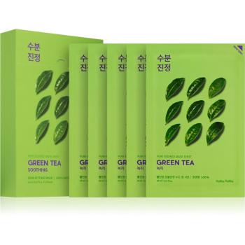 Holika Holika Pure Essence Green Tea mască textilă de îngrijire pentru piele sensibila si inrosita 5x20 ml