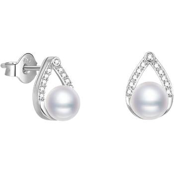 Beneto Cercei eleganți din argint cu perle reale de apă dulce AGUP2266P