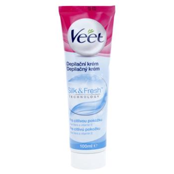 Veet Silk & Fresh crema depilatoare pentru picioare pentru piele sensibila Aloe Vera si Vitamina E 100 ml