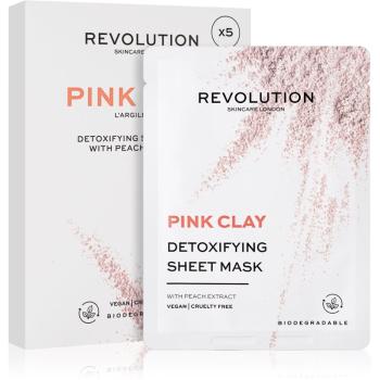 Revolution Skincare Pink Clay set de măști textile cu efect detoxifiant 5 buc